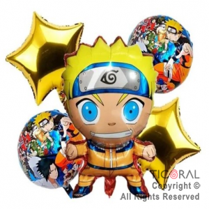 SET DE GLOBOS METALIZADO NARUTO 5 UNIDADES X 1